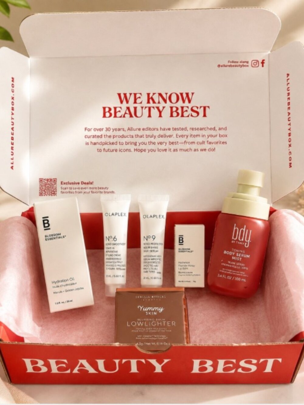 ALLURE BEAUTY BOX 6Pc Bundle Olaplex Danessa Myricks TruBody Blossom Essentials